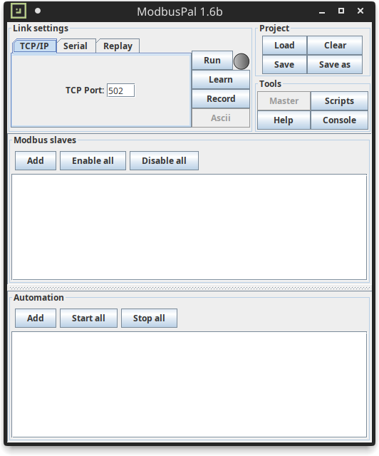 ModbusPal with the typical “Java style” interface