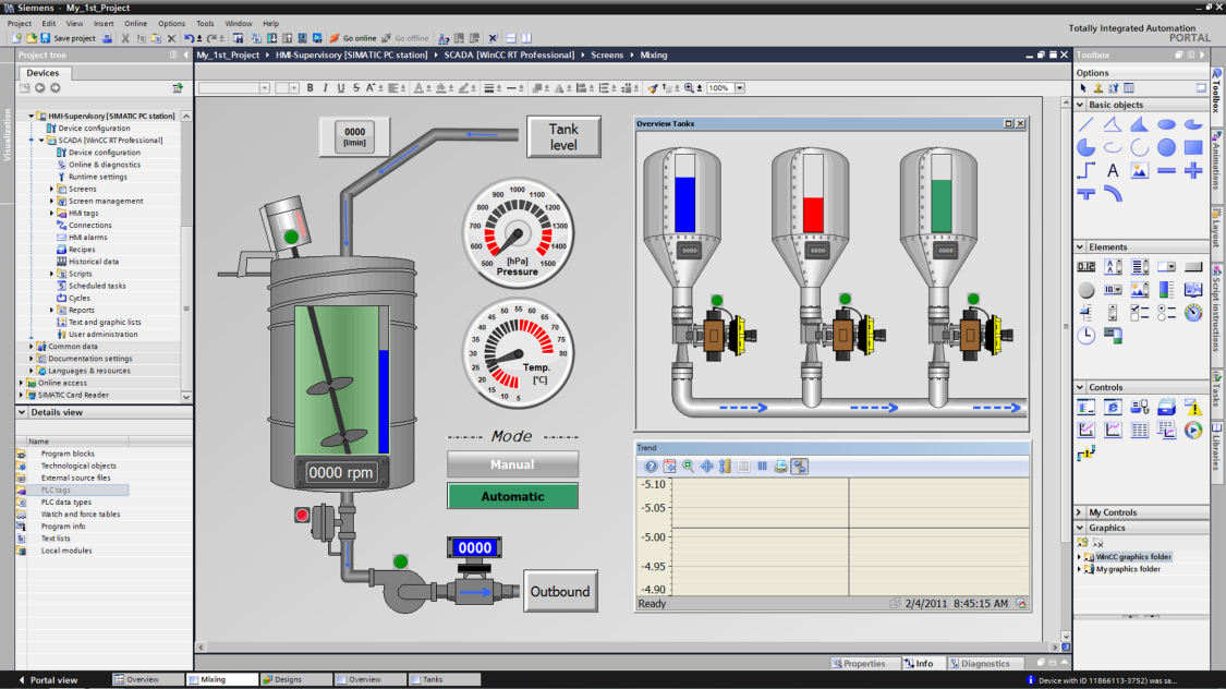 An example of a SCADA system based on Siemens WinCC